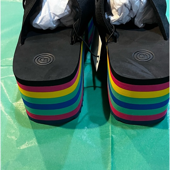NWT Urban Outfitters O Elastic EVA Platform Rainbow 🌈 Sandal, Size 8 - Picture 7 of 9